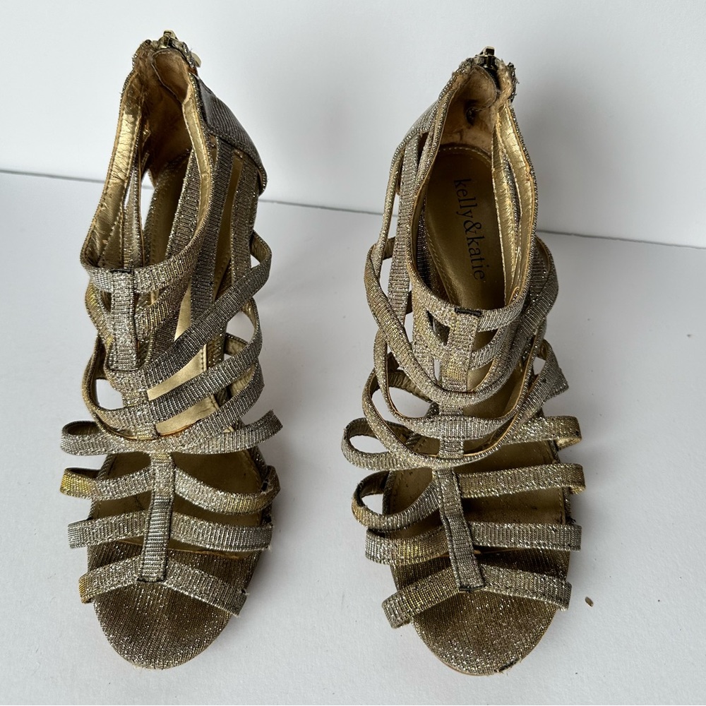 Gold/silver strappy heels